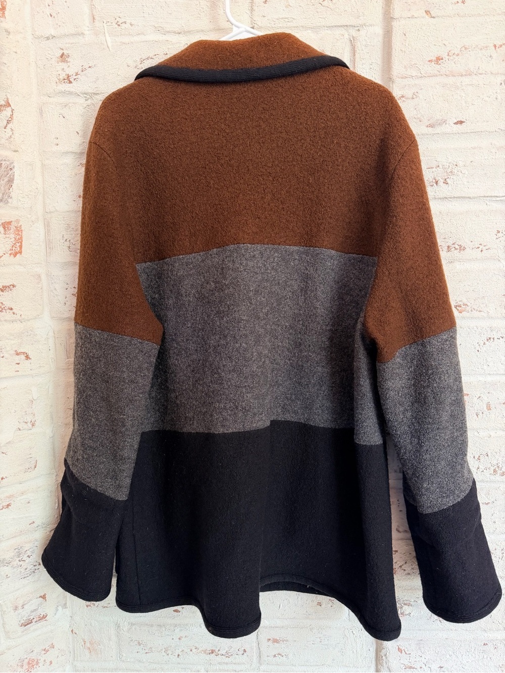 Utex Design 100% Wool Colorblock Jacket L Brown Gray Black Made in Russia - Picture 2 of 9